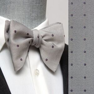 Men's Self tied Bow Tie Big bow tie Butterfly Bow tie S604‎ Grey Blue Polka Dot